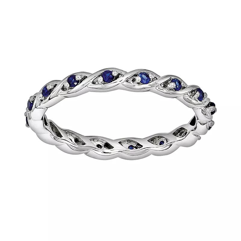Stacks & Stones Sterling Silver Lab-Created Sapphire Stack Ring, Womens Blue Product Image