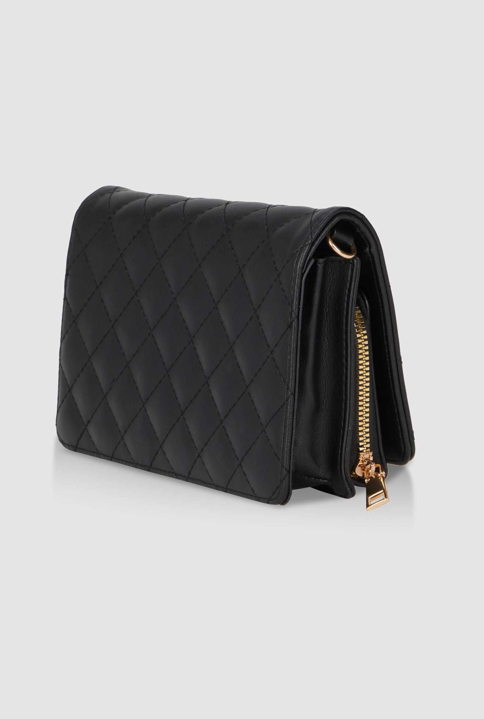 Chic Metallic Faux Leather Fold Over Clutch with Removable Straps Unisex Product Image