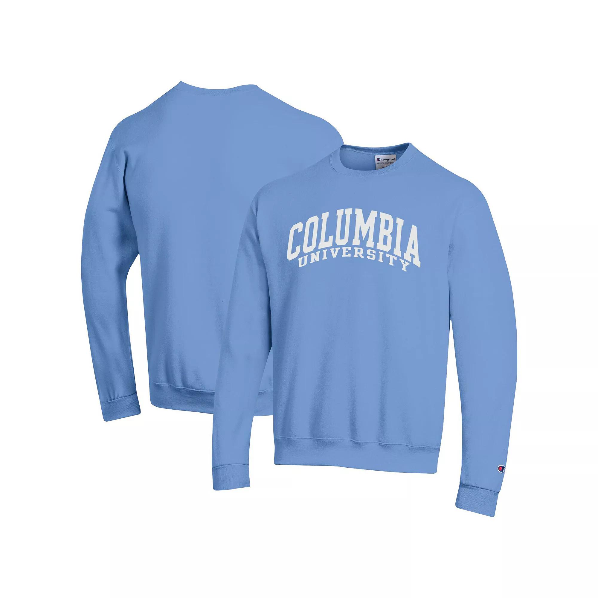 Men's Champion  Light Blue Columbia University Basic Arch Fleece Pullover Sweatshirt, Size: Medium, Nc2 Light Product Image