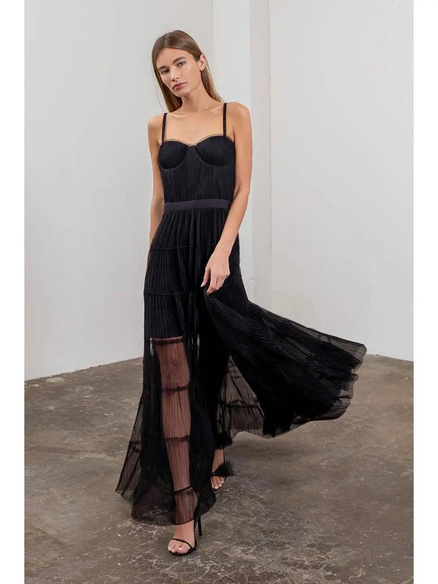 Pleated Tulle Tiered Dress Product Image