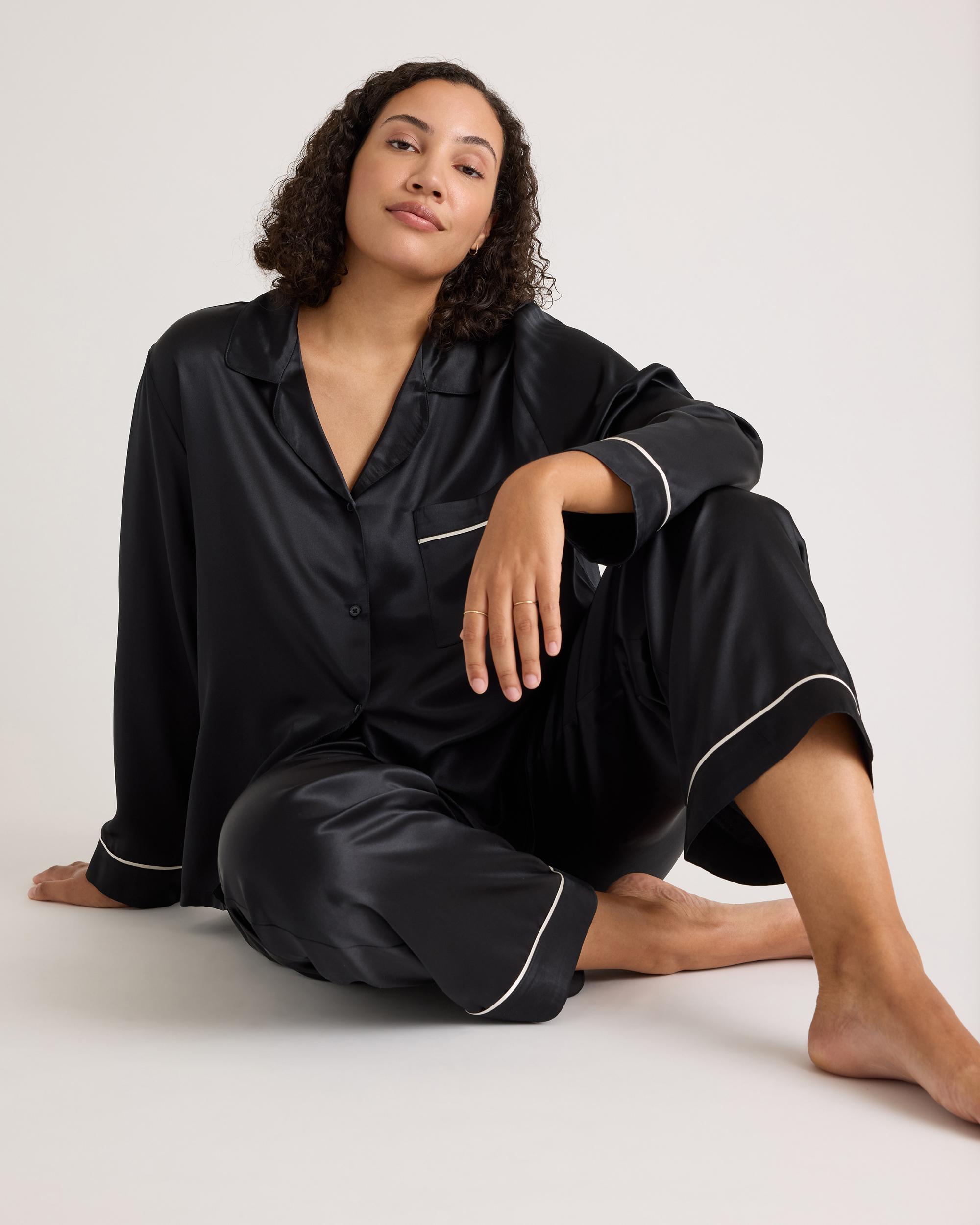 Quince | Women's Satin Pajama Long Sleeve Top Mulberry Silk Product Image