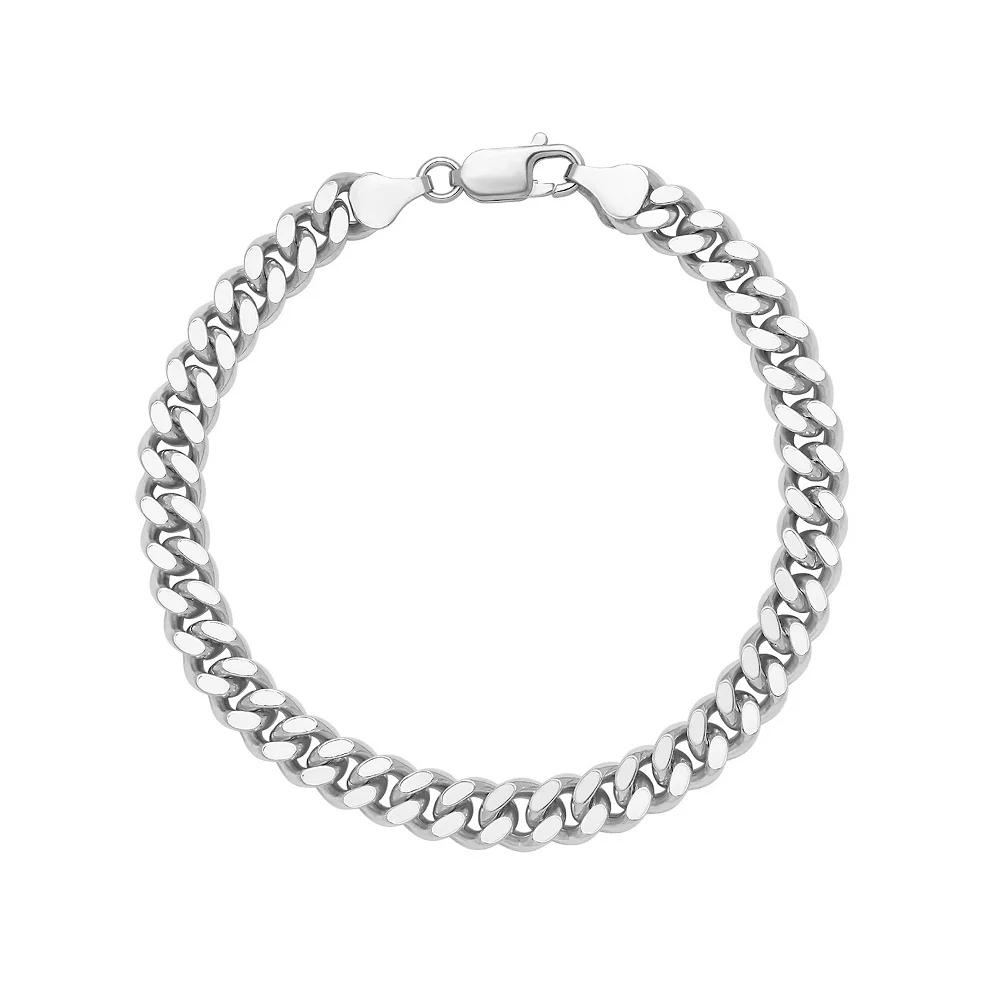 PRIMROSE Sterling Silver Diamond Cut Miami Cuban Chain Bracelet, Women's, Size: 8", Gold Tone Product Image