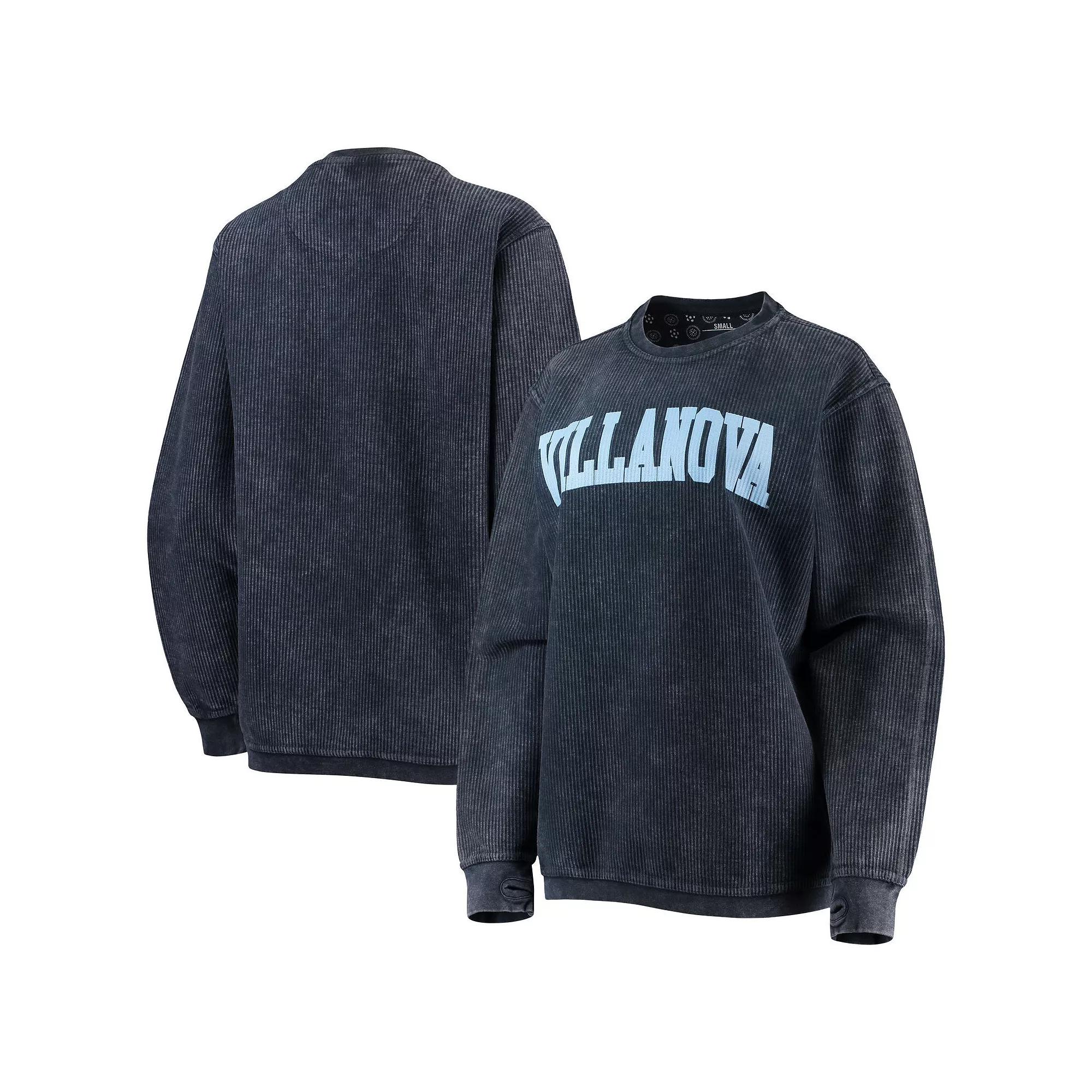 Women's Pressbox Navy Villanova Wildcats Comfy Cord Vintage Wash Basic Arch Pullover Sweatshirt,  Product Image