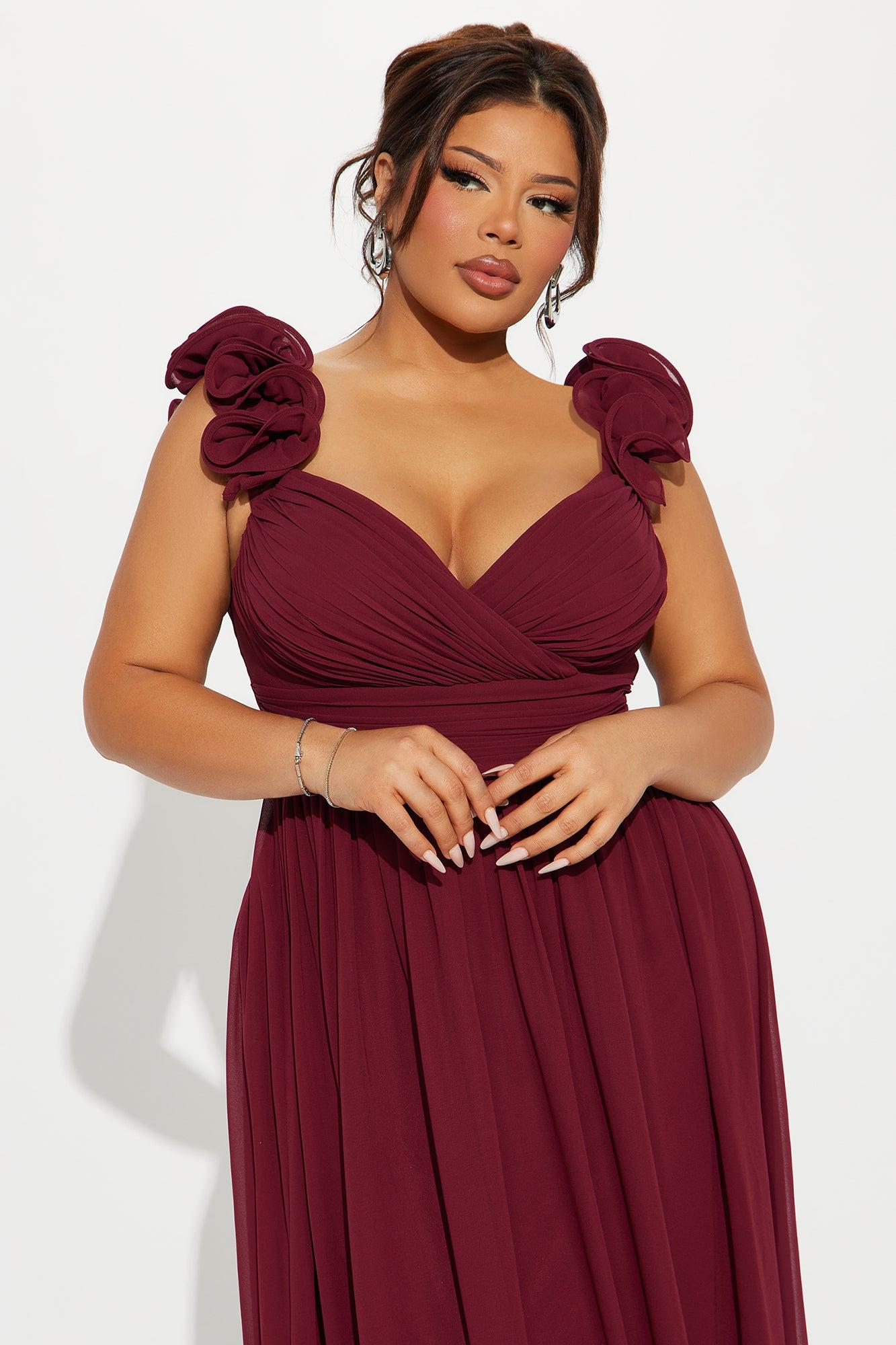 Valerie Chiffon Maxi Dress - Wine Product Image