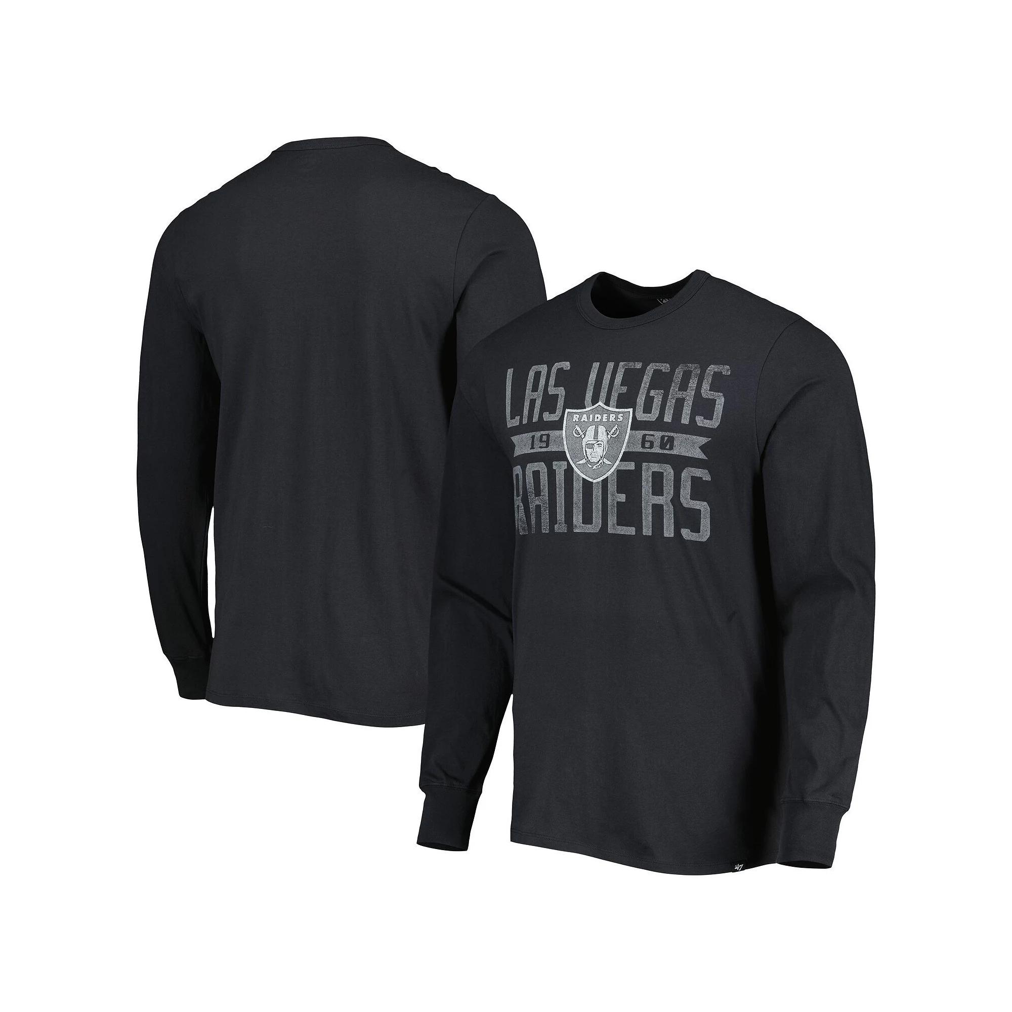 Men's '47 Black Las Vegas Raiders Brand Wide Out Franklin Long Sleeve T-Shirt,  Product Image