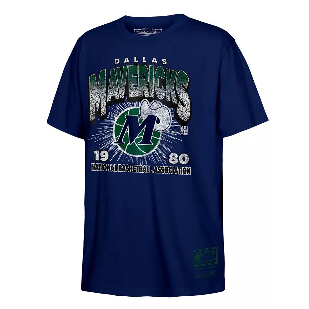 Men's Mitchell & Ness Navy Dallas Mavericks Hardwood Classics Vintage Hoopster T-Shirt, Boy's,  Product Image