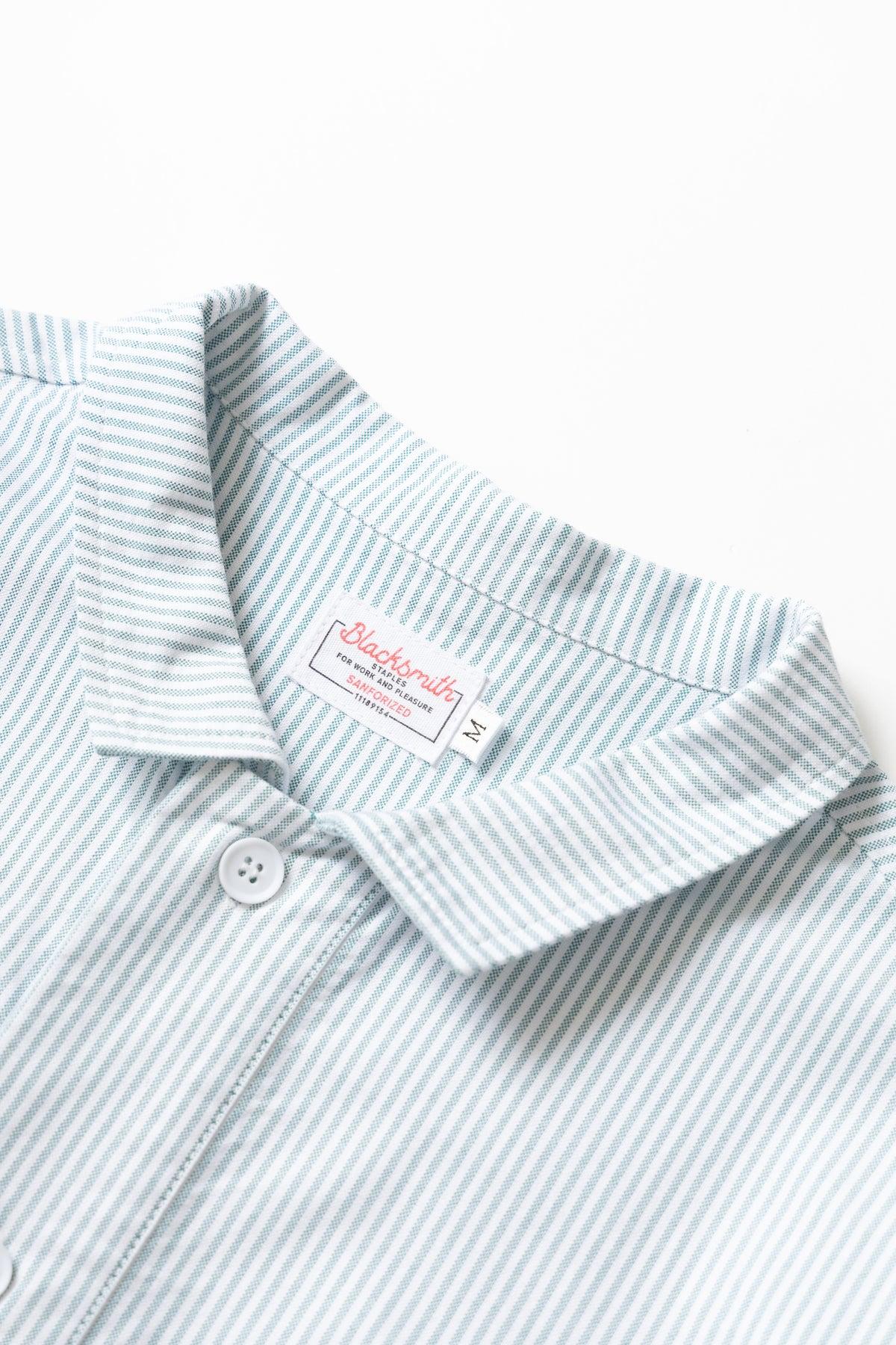 Blacksmith - 'Boxford' Utility Shirt - Green Stripe Product Image