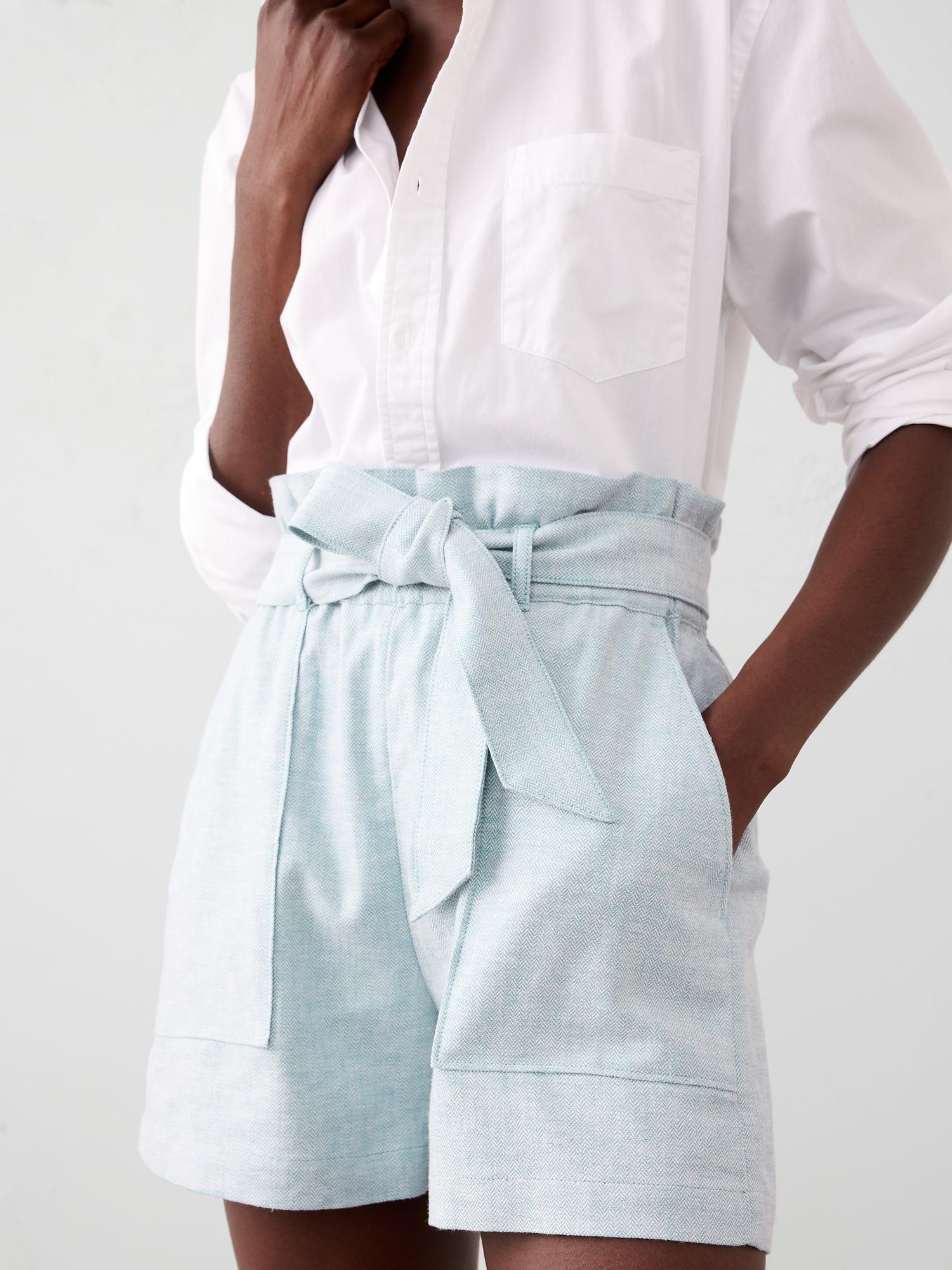 Linen-Blend Tie-Waist Short Product Image