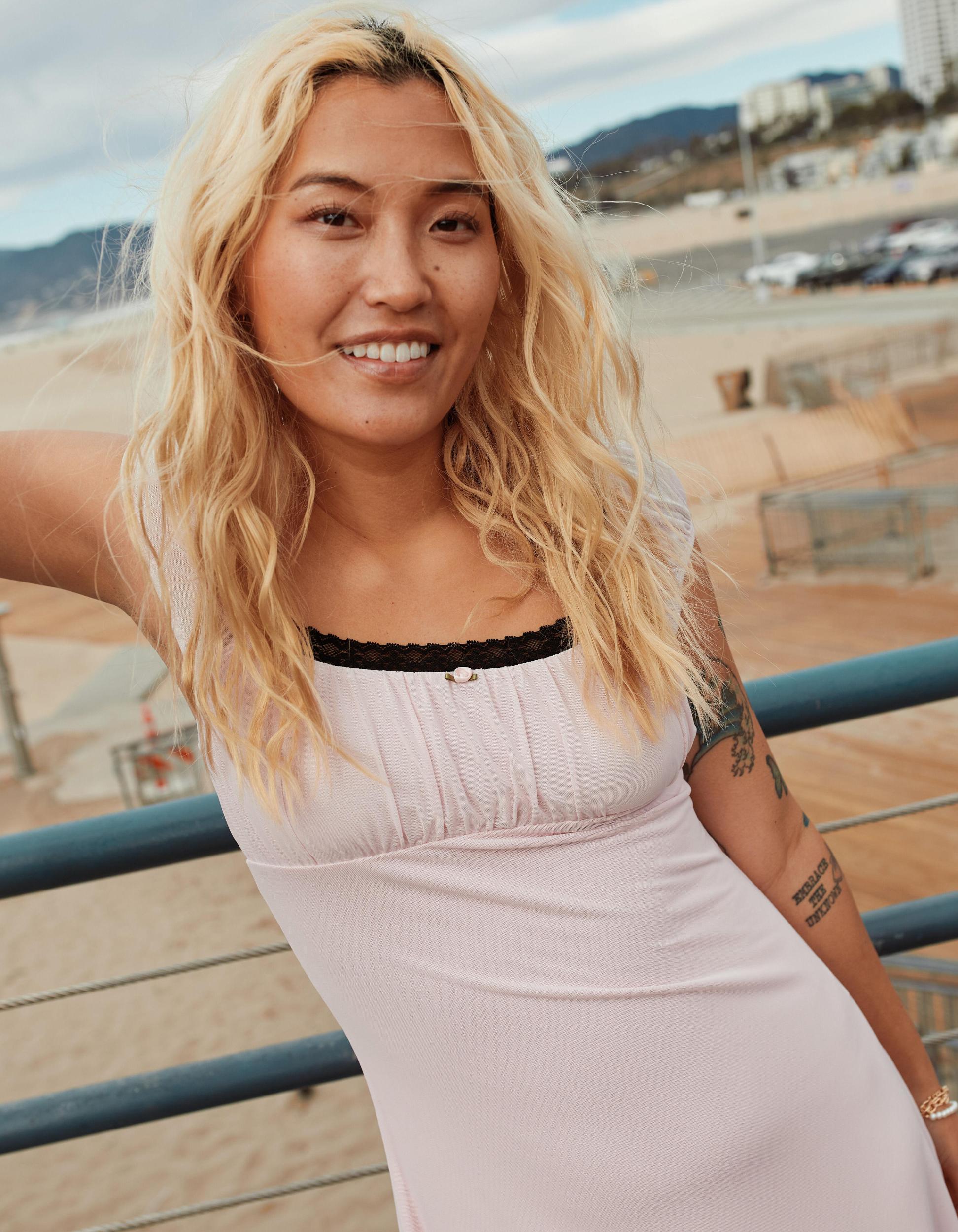 RSQ Womens Mesh Rosette Babydoll Dress - LIGHT PINK Product Image