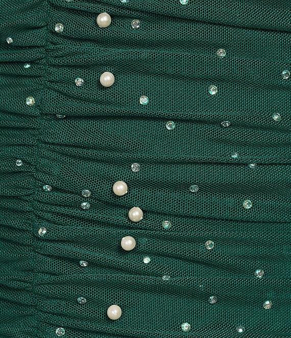 B. Darlin Long Sleeve Pearl & Stone Stretch Mesh Dress Product Image