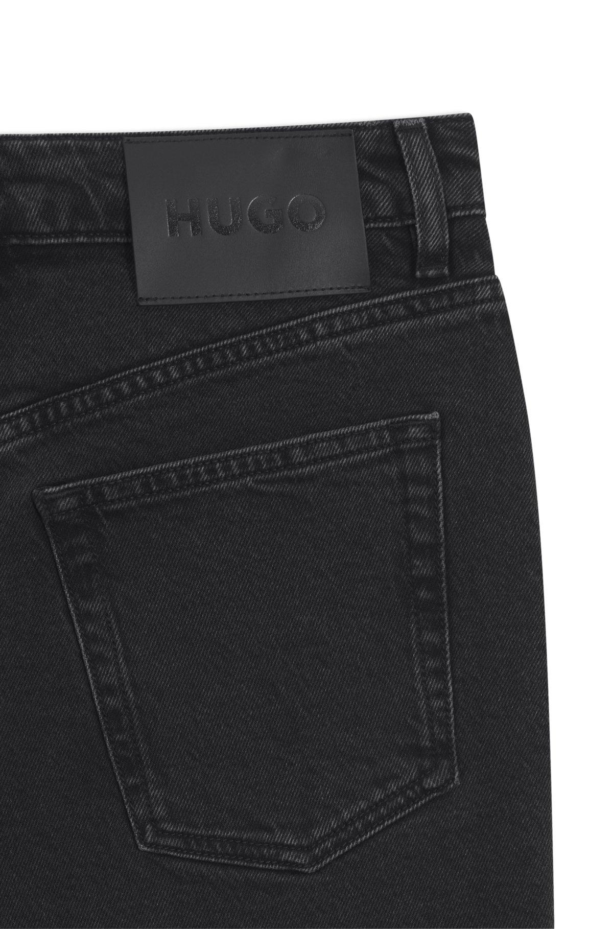High-waisted slim-fit jeans in grey stretch denim Product Image