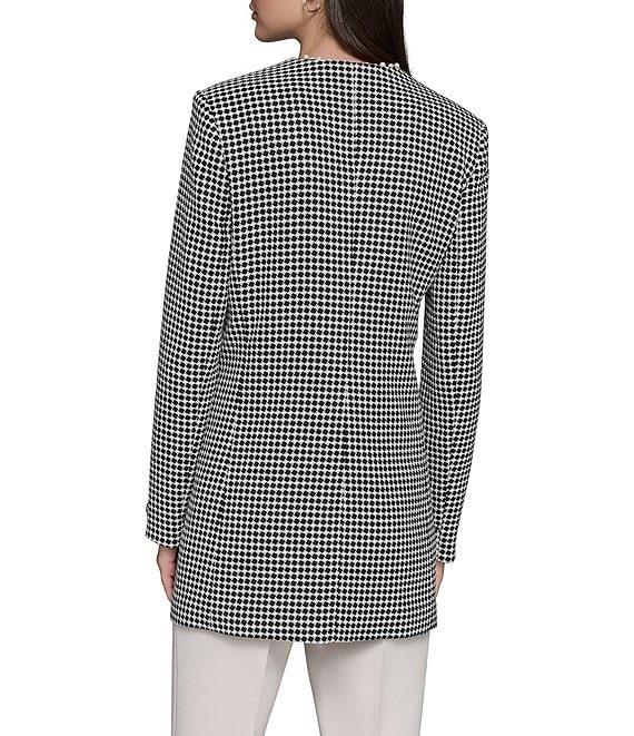 KARL LAGERFELD PARIS Pearl Embellished Collarless Long Sleeve Button Front Topper Product Image