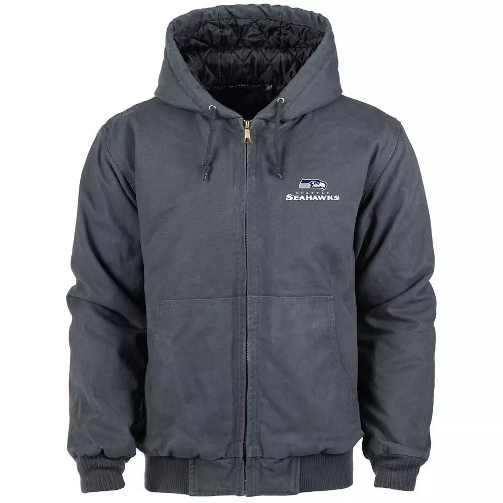 Men's Dunbrooke Charcoal Seattle Seahawks Big & Tall Dakota Canvas Hoodie Full-Zip Jacket,  Product Image