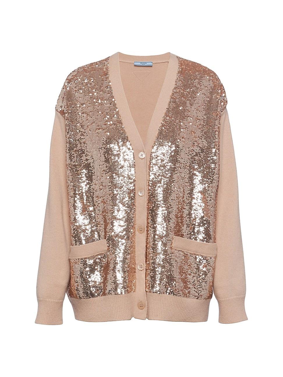 Womens Cashmere and Wool Cardigan with Sequins Product Image