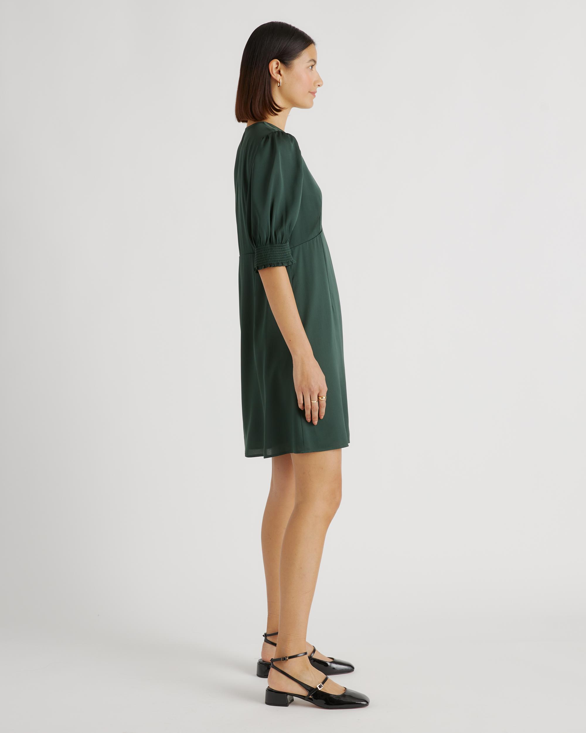 Quince | Women's Washable Stretch Silk Puff Sleeve Mini Dress Size XL, Mulberry Silk Product Image