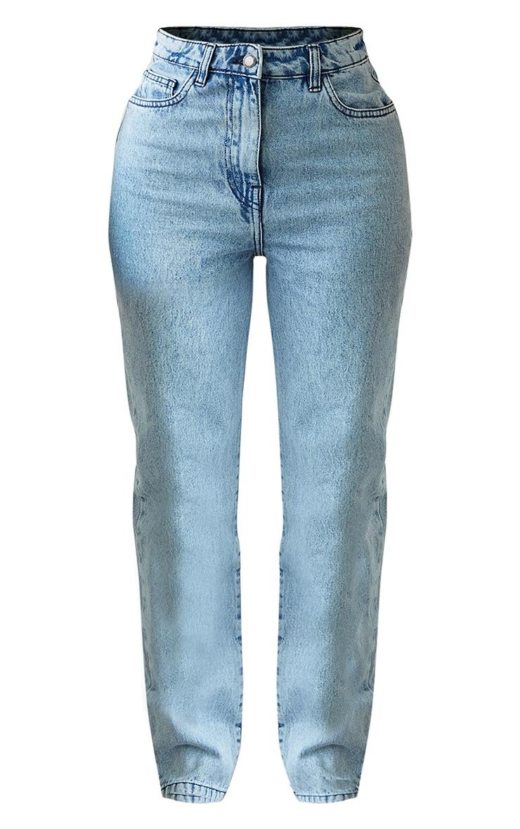Shape Vintage Wash Lace Up Detail Straight Leg Jeans Product Image