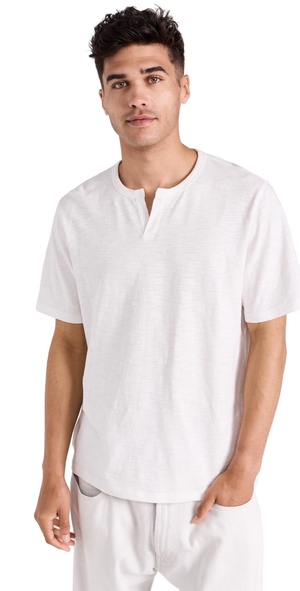 Mens Slub Cotton Split-Neck T-Shirt Vince Product Image