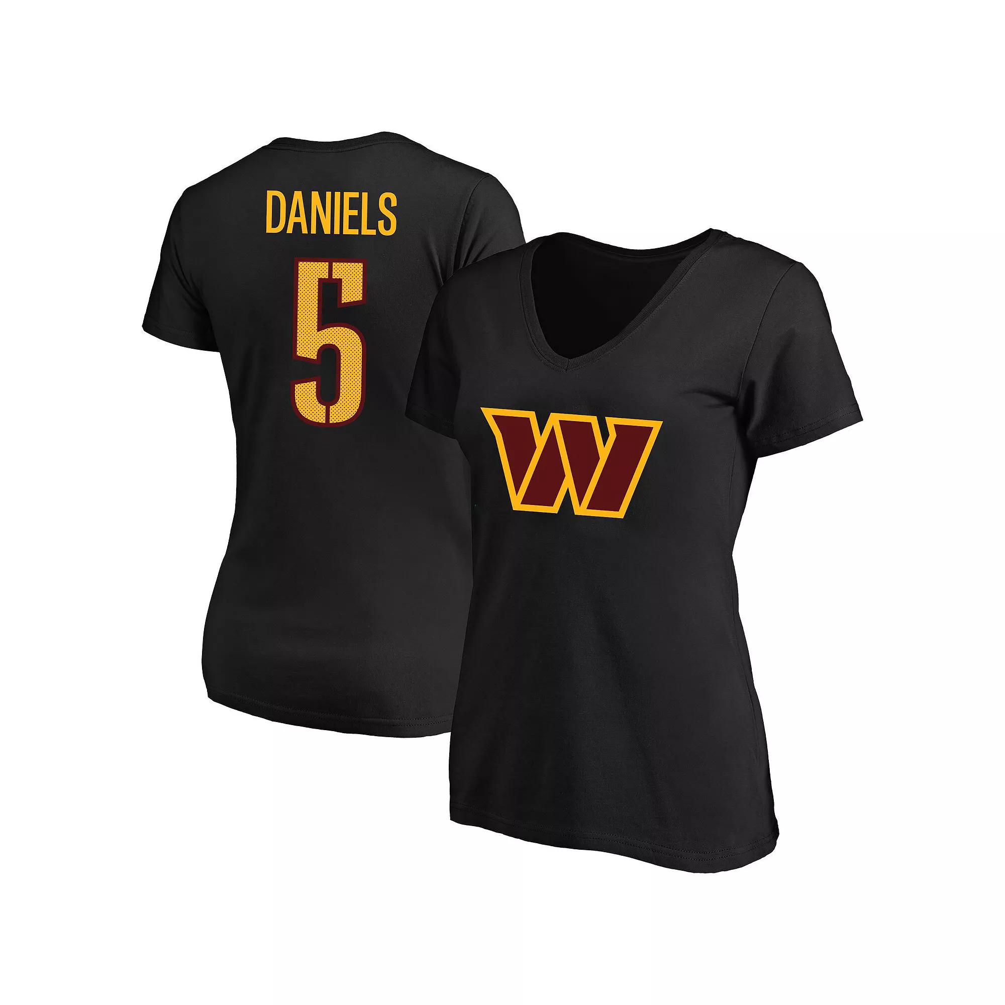 Women's Fanatics Jayden Daniels Black Washington Commanders Plus Size Player Name & Number V-Neck T-Shirt, Size: 2XL, Wft Black Product Image