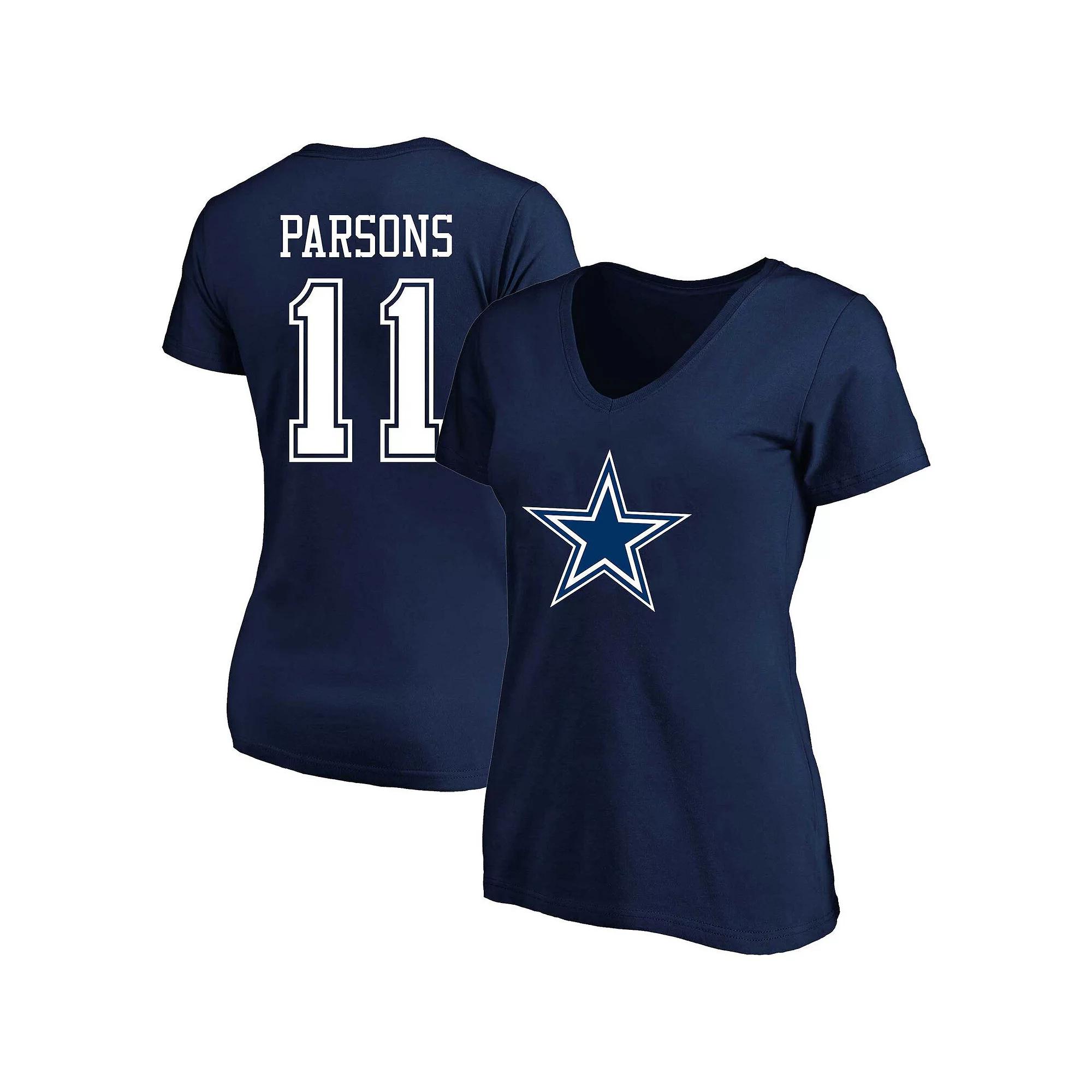 Women's Fanatics Branded Micah Parsons Navy Dallas Cowboys Plus Size Player Name & Number V-Neck T-Shirt, Size: 1XL, Blue Product Image