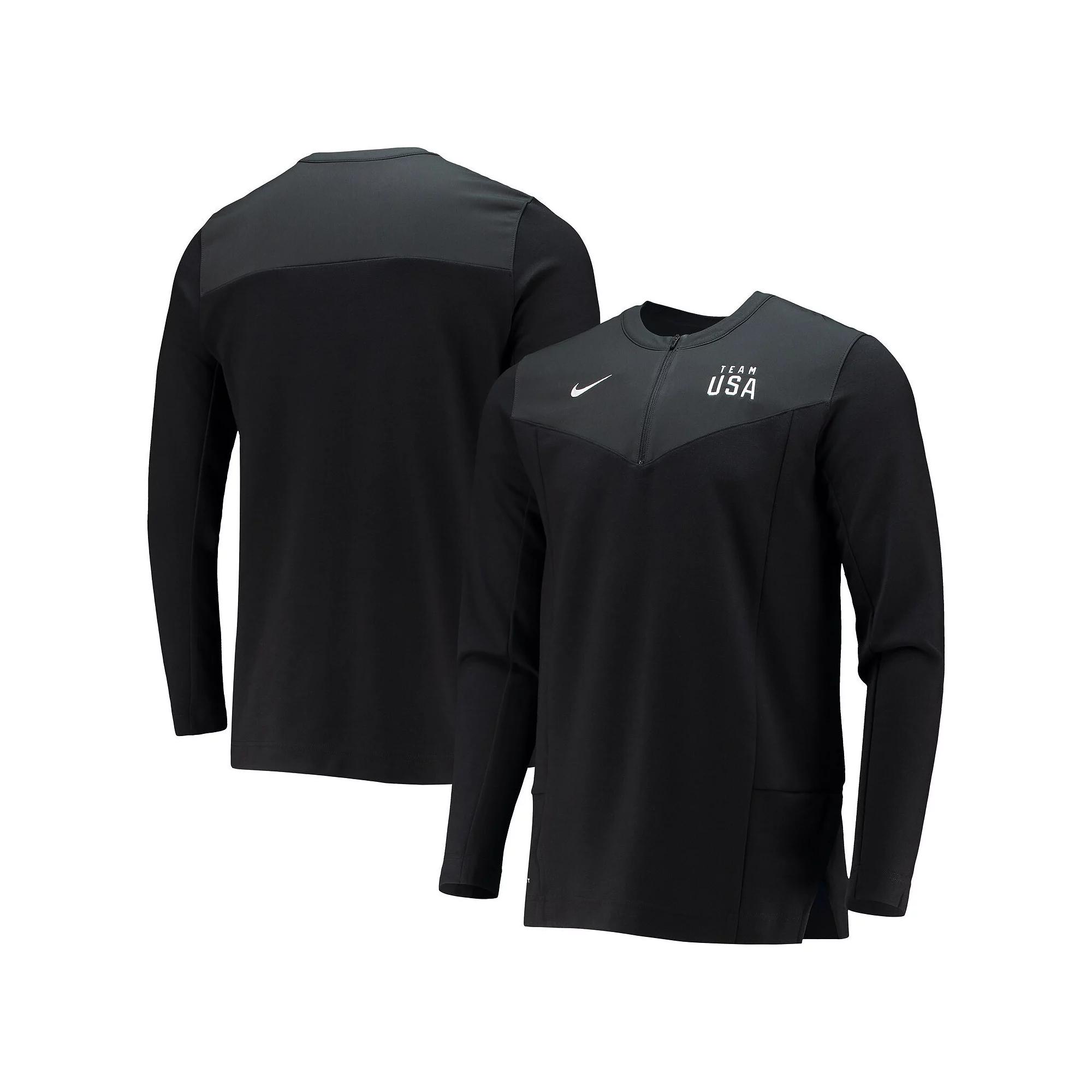 Men's Nike Black Team USA Half-Zip Performance Jacket, Size: Small, Usa Black Product Image