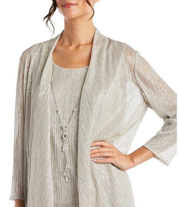 R & M Richards Metallic Crinkle 3-Piece Pants Set Product Image