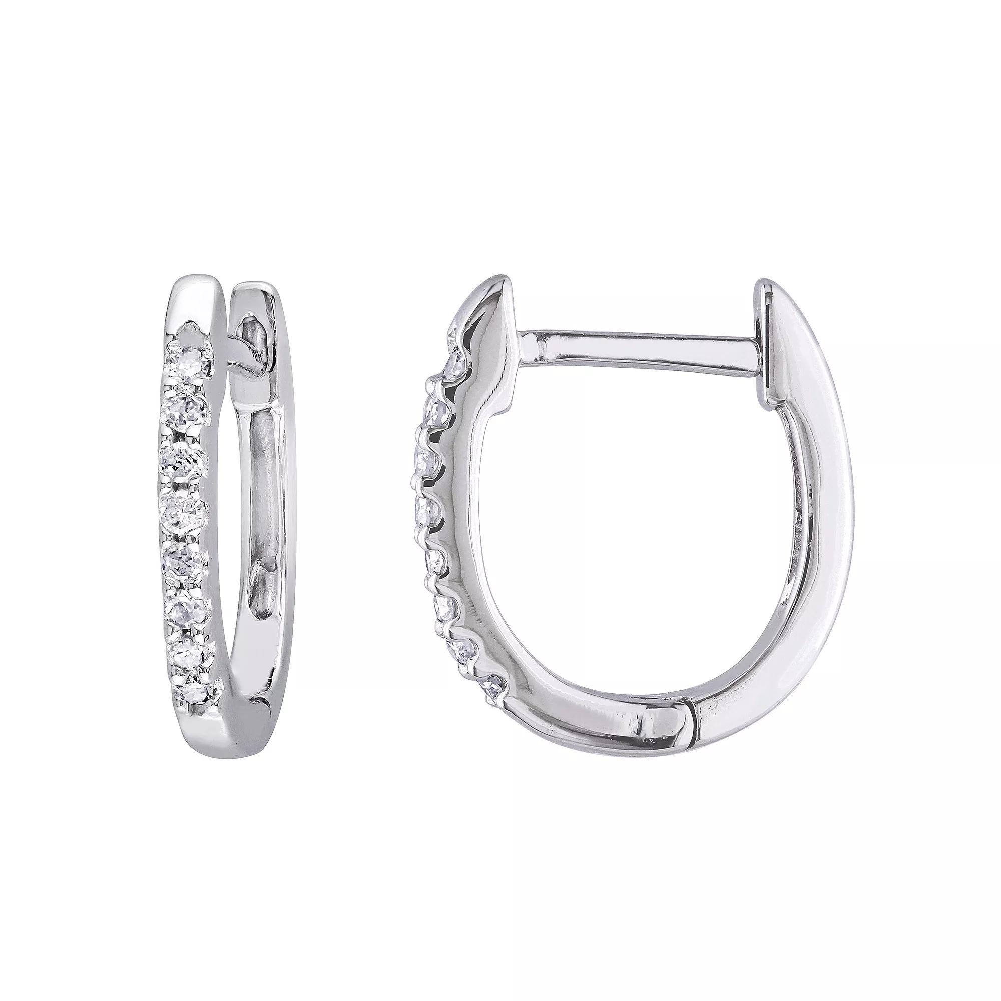 Stella Grace 10K White Gold 1/10 Carat T.W. Diamond Hoop Earrings, Women's, 10k Whgold Product Image