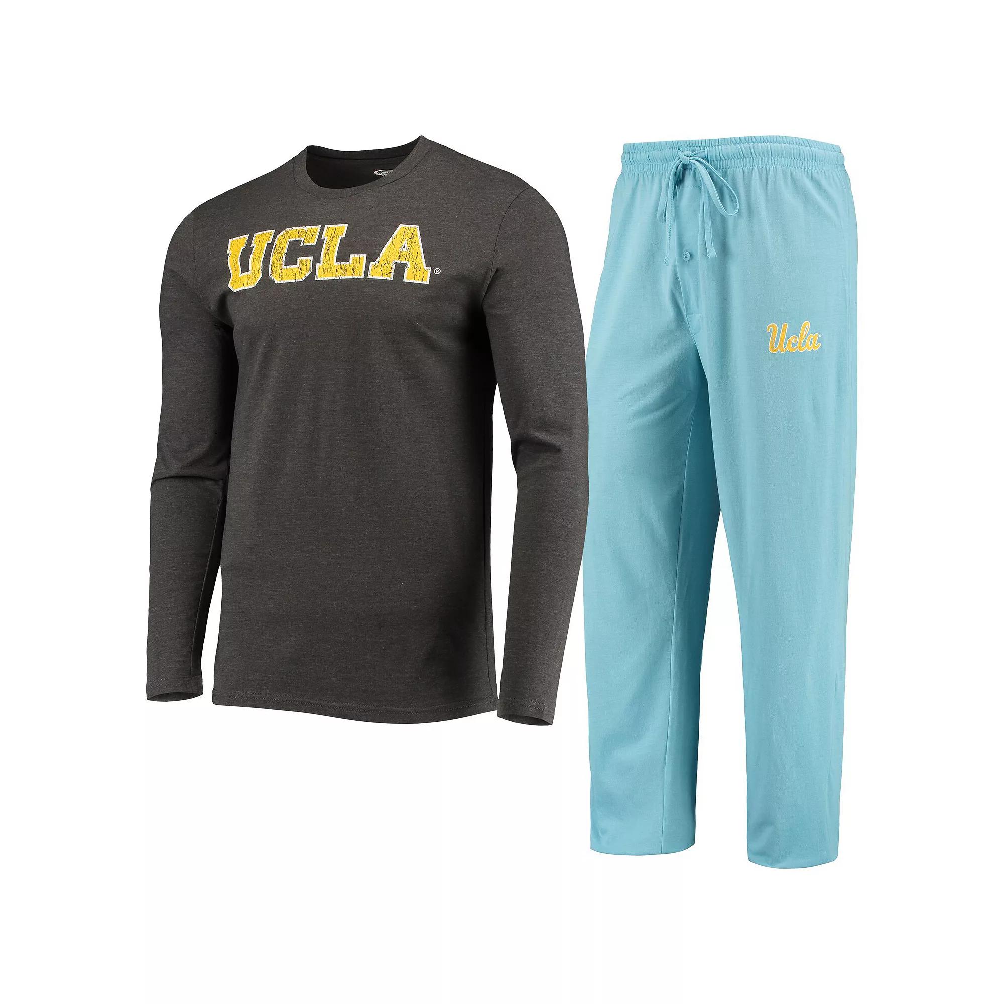 Men's Concepts Sport Light Blue/Heathered Charcoal UCLA Bruins Meter Long Sleeve T-Shirt & Pants Sleep Set,  Product Image