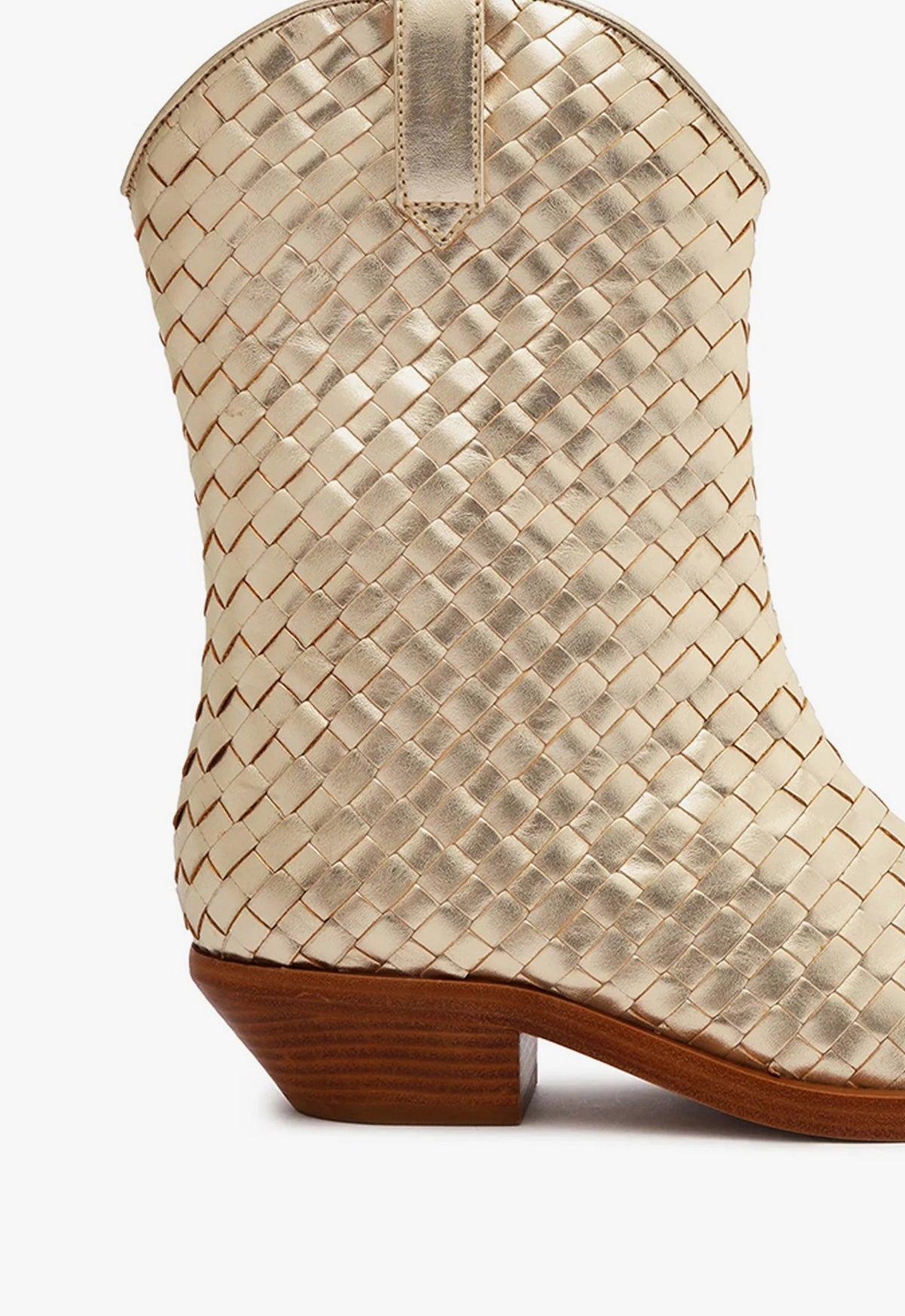 Cicera Woven Metallic Leather Bootie Female Product Image
