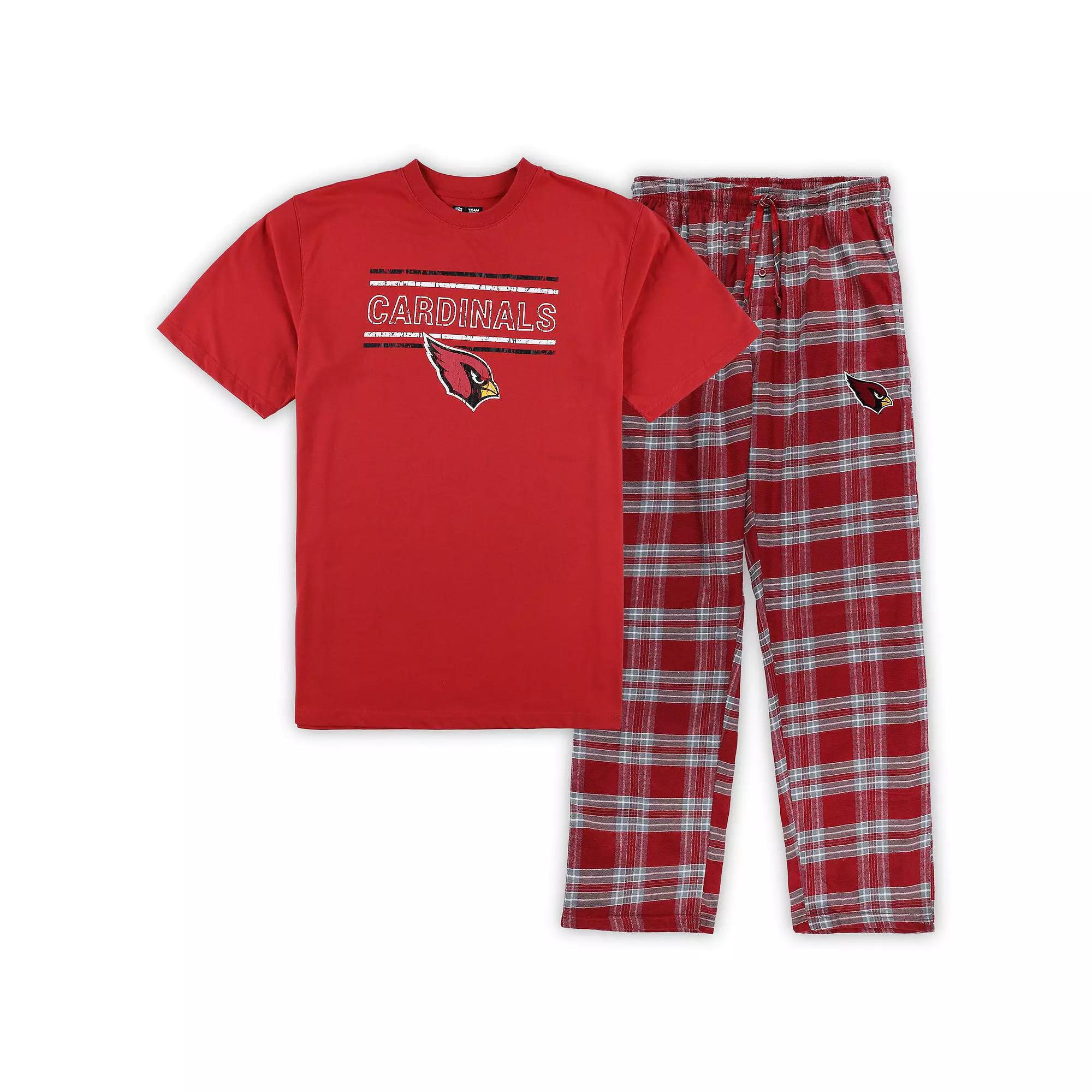 Men's Concepts Sport Cardinal/Gray Arizona Cardinals Big & Tall Flannel Sleep Set, Size: 2XB, Red Product Image