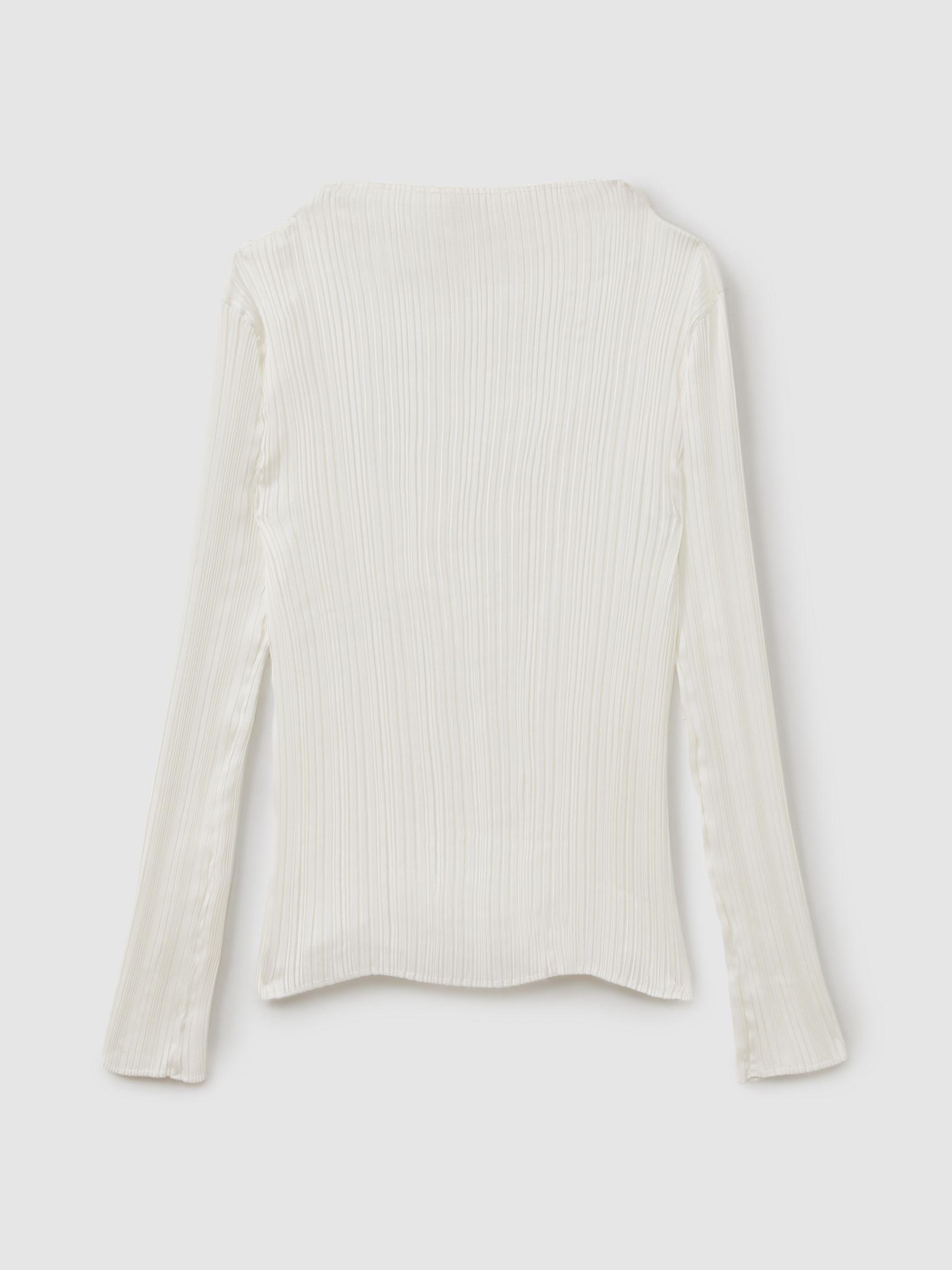 High Neck Plisse Top in Ivory Product Image
