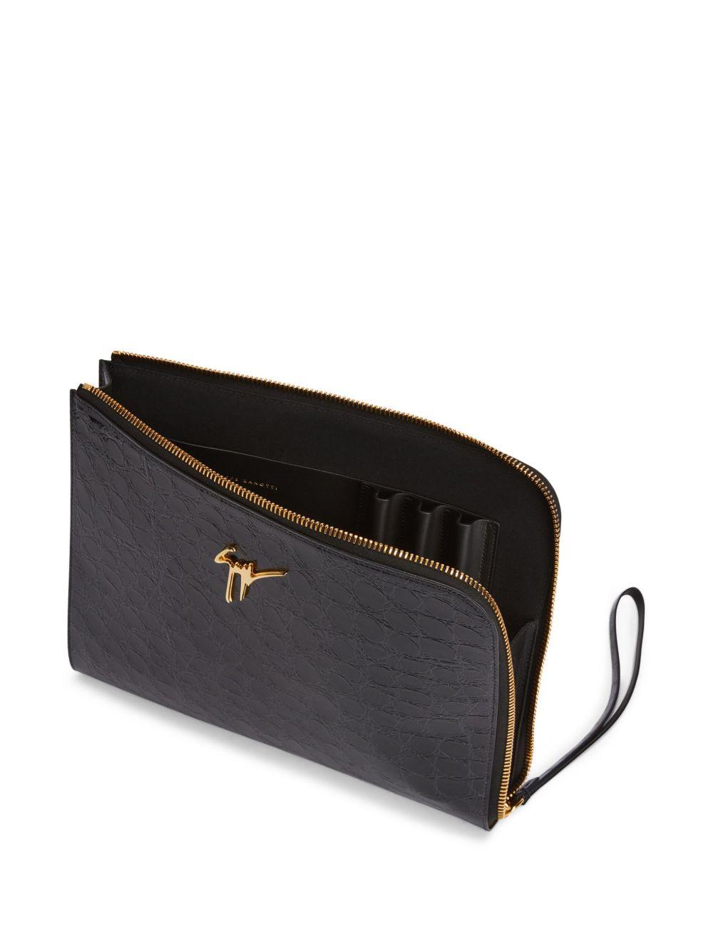 Fabian crocodile-embossed leather pouch Product Image