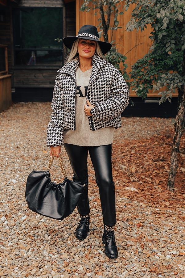 On The Way Houndstooth Puffer Jacket Product Image