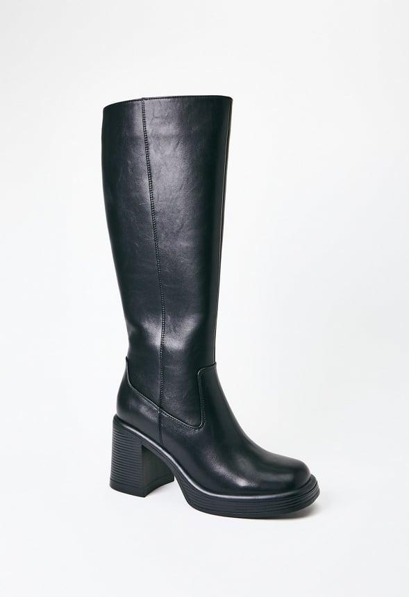 JustFab Margaux Platform Loafer Pump Womens Black/ White Size 8.5 Product Image