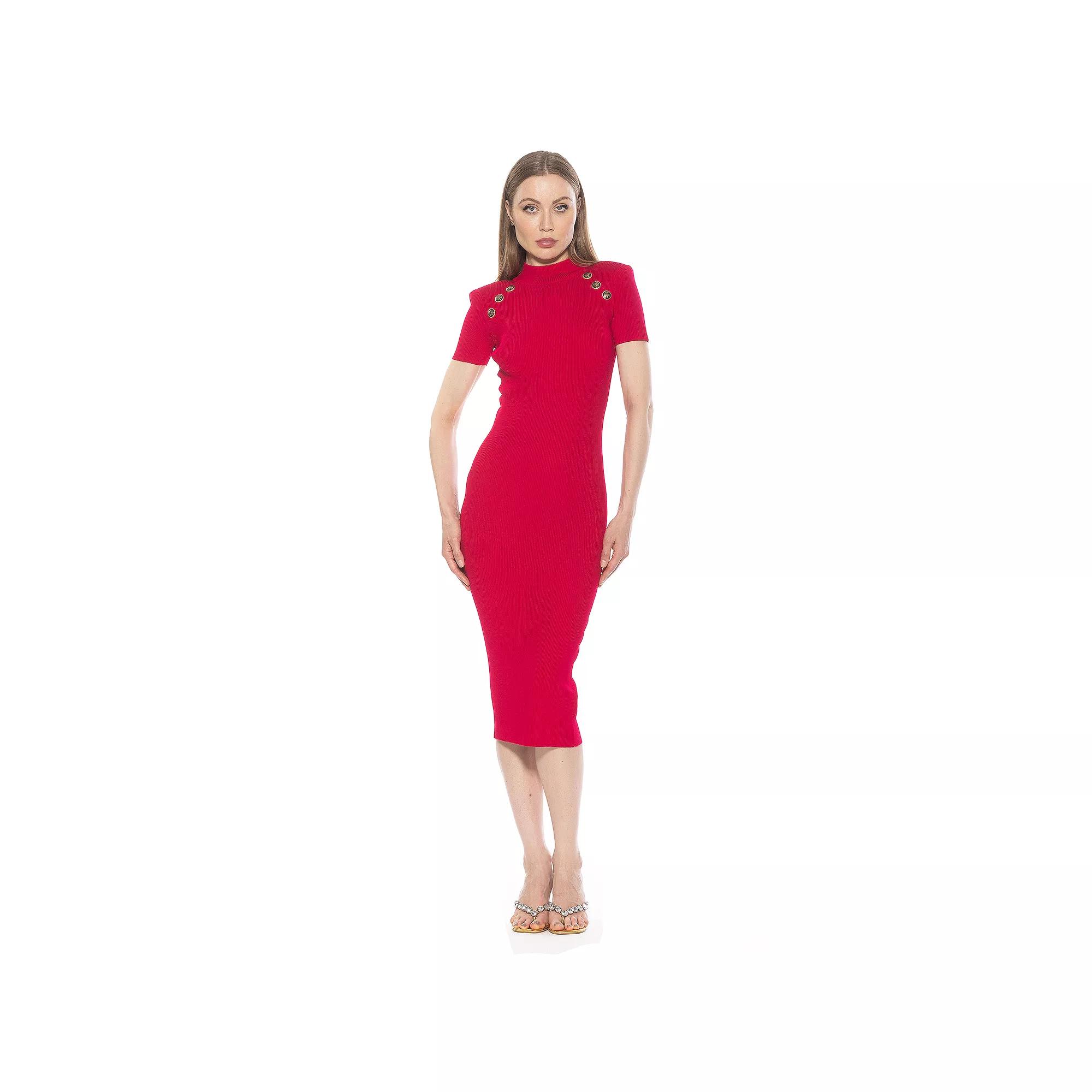 Women's ALEXIA ADMOR Adara Short Sleeve Mock Neck Midi Dress,  Product Image