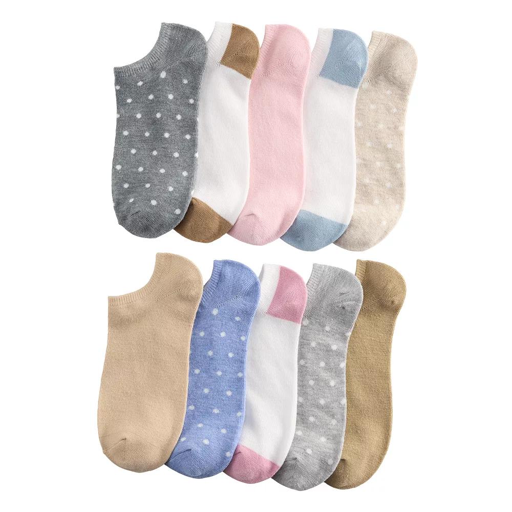 Women's Sonoma Goods For Life® 10-Pack Mini Dots No-Show Socks, Size: 9-11, Brown Product Image