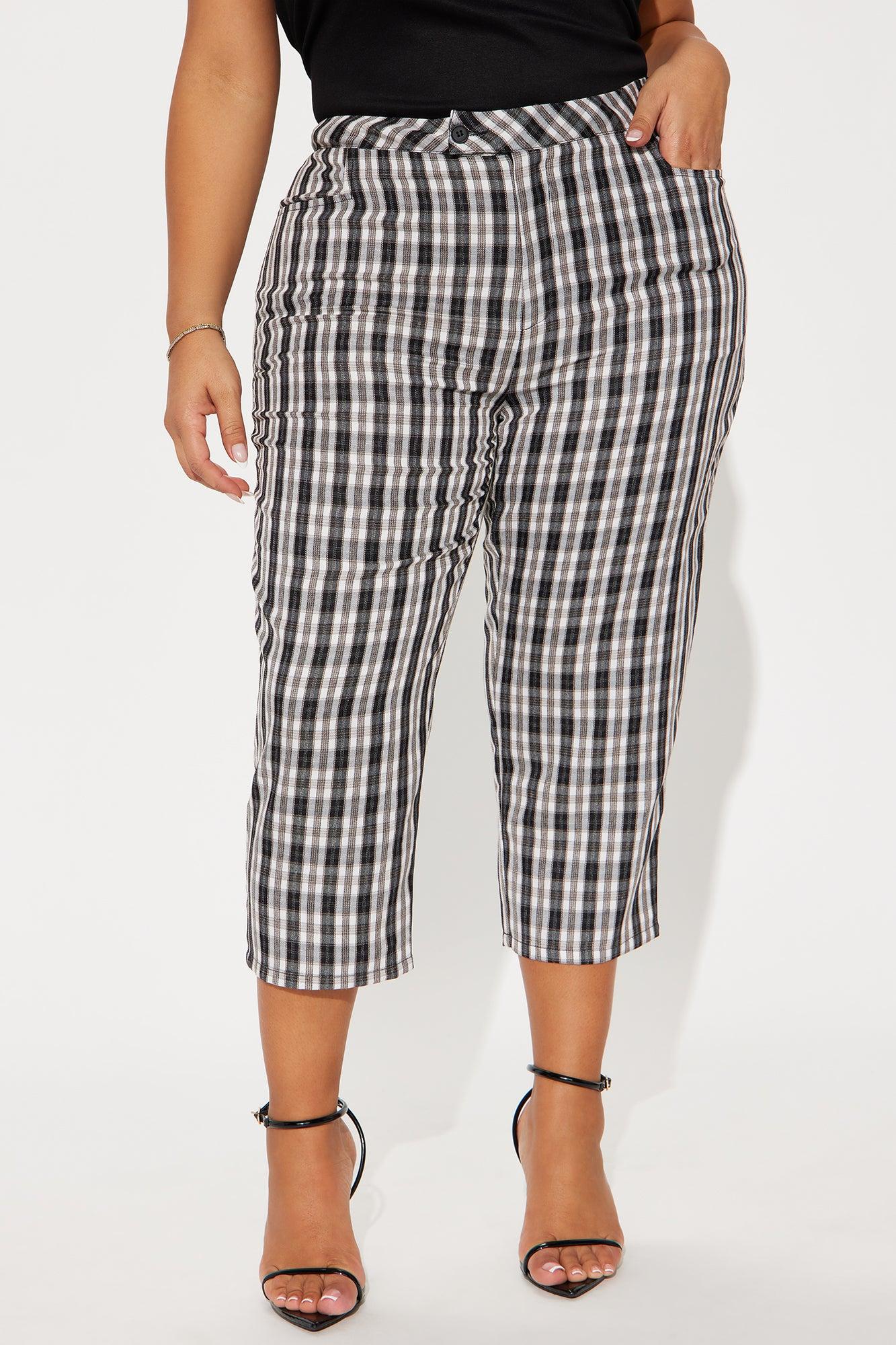 Business As Usual Plaid Capri Pant - Black Product Image