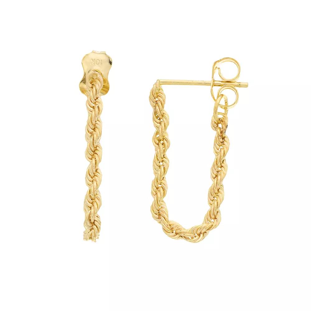 Au Naturale 10k Gold Dangle Rope Chain Earrings, Women's Product Image