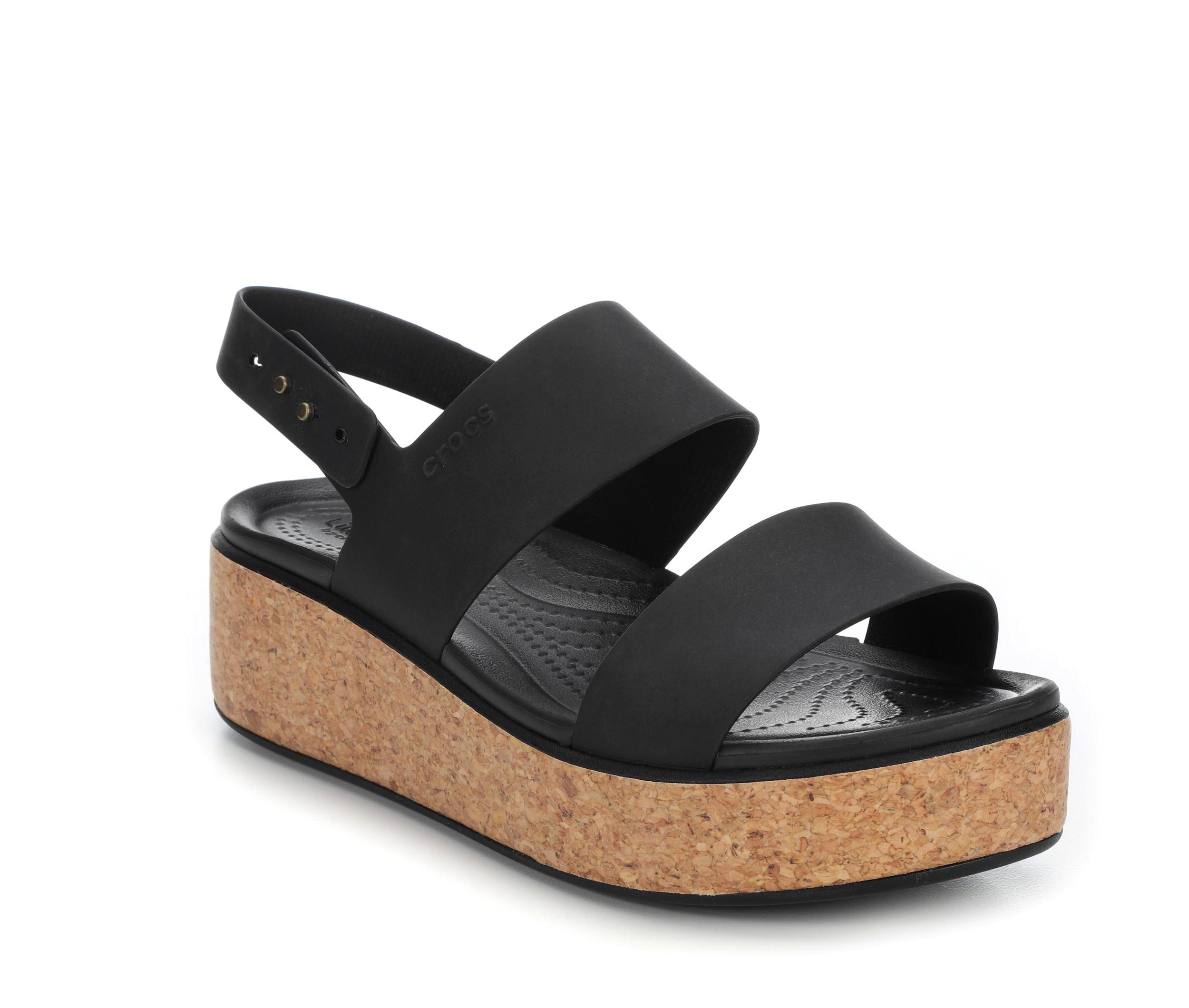 Women's Crocs Brooklyn Cork Low Wedge Sandals Product Image