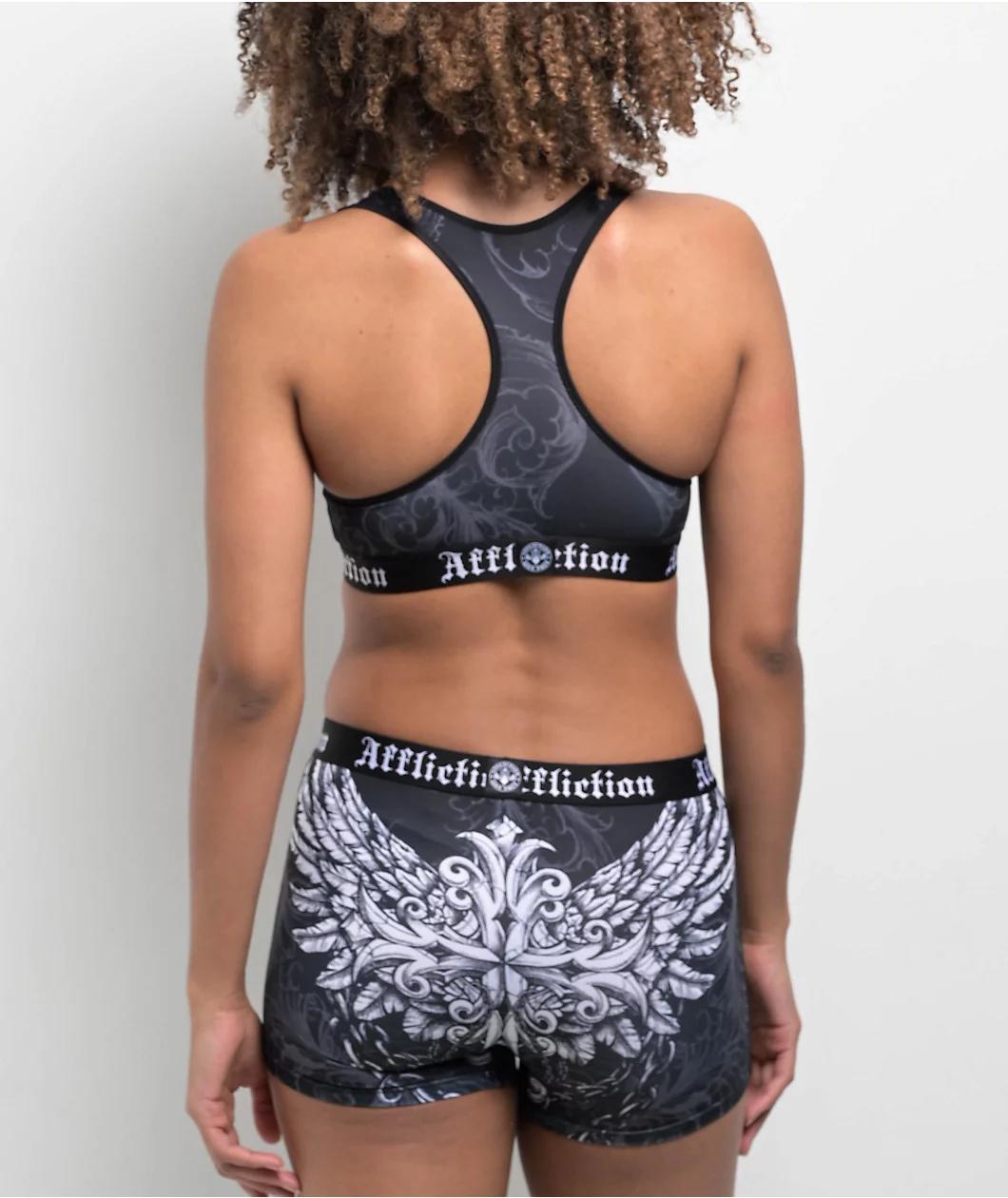 Affliction Empower Black & White Sports Bra Product Image