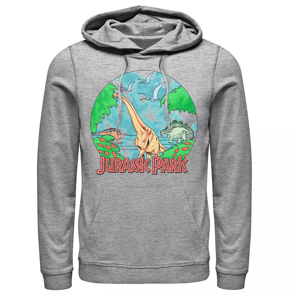 Men's Jurassic Park Retro Globe Watercolor Scene Hoodie,  Product Image