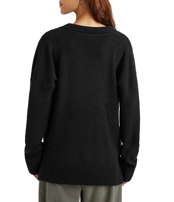 Splendid Kristen Knit Collared V-Neck Long Sleeve Polo Sweater Product Image