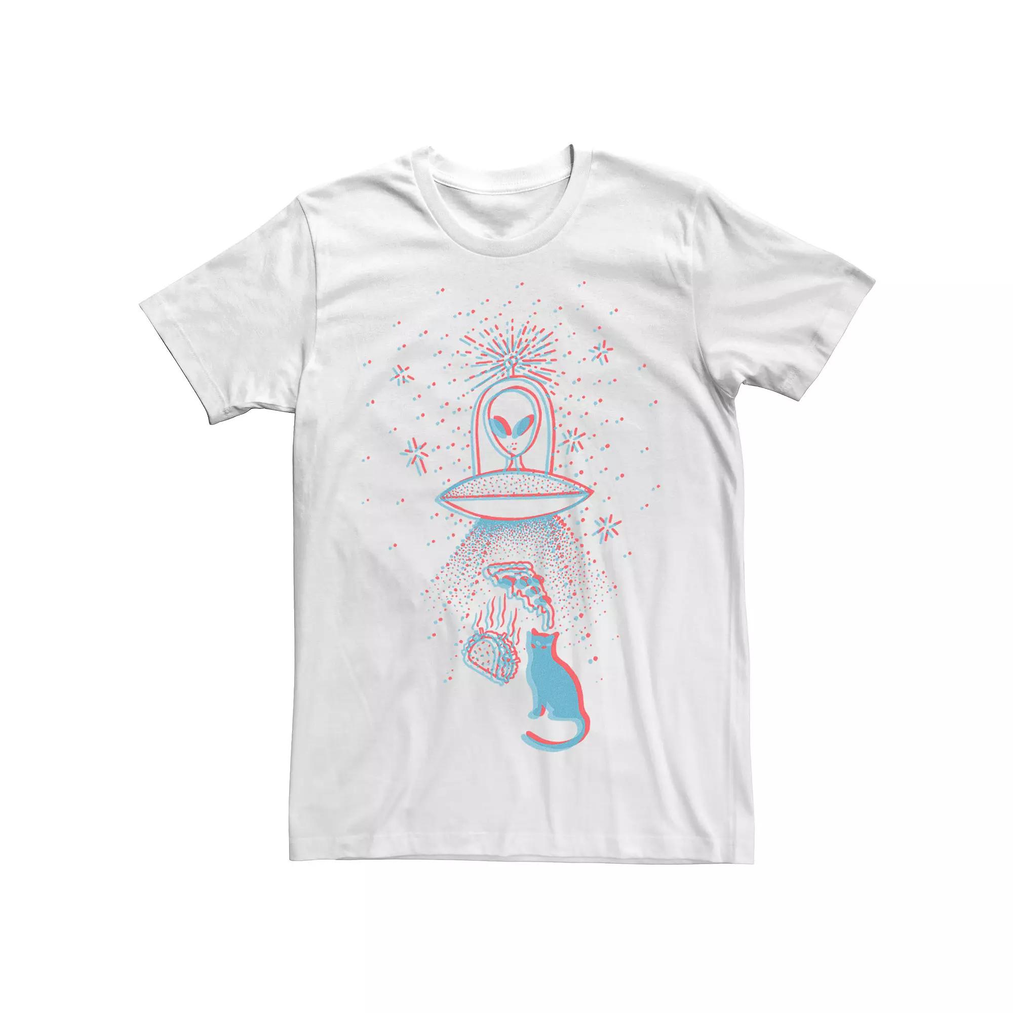 Men's Cats, Pizza And Tacos Being Abducted Graphic Tee,  Product Image