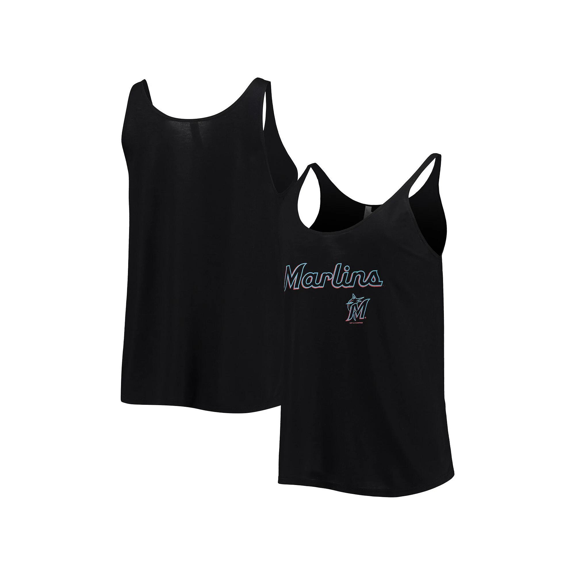 Women's Soft as a Grape Black Miami Marlins Slouchy Tank Top,  Product Image
