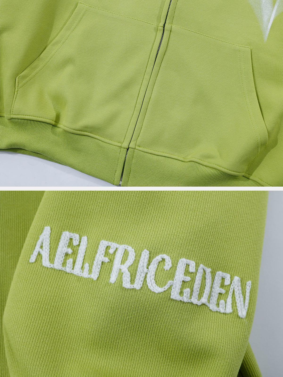 Aelfric Eden Horn Design Flocking Spider Zip Up Hoodie Product Image