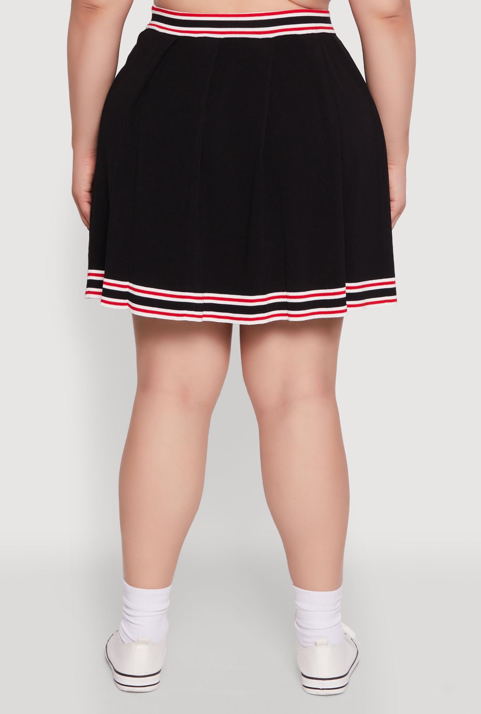 Plus Size Daisy Varsity Stripe Pleated Skirt Female Product Image