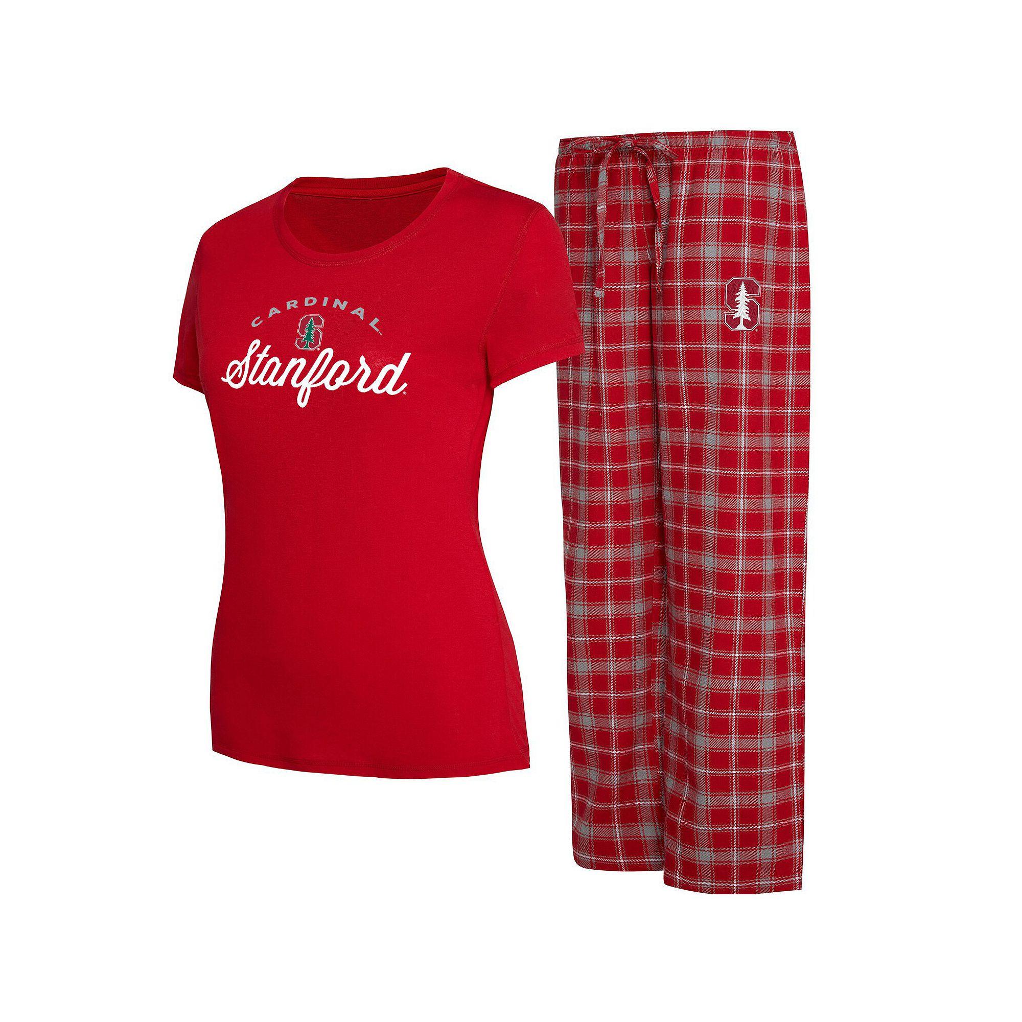 Women's Concepts Sport Cardinal/Gray Stanford Cardinal Arctic T-Shirt & Flannel Pants Sleep Set, Size: 3XL, Red Product Image