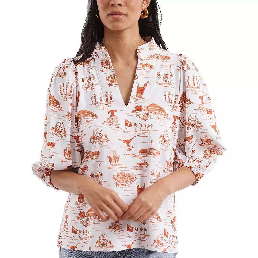 Women's Smith & Quinn Texas Orange/White Texas Longhorns Tailgate Collection Eliza Top, Size: Small, Team Product Image