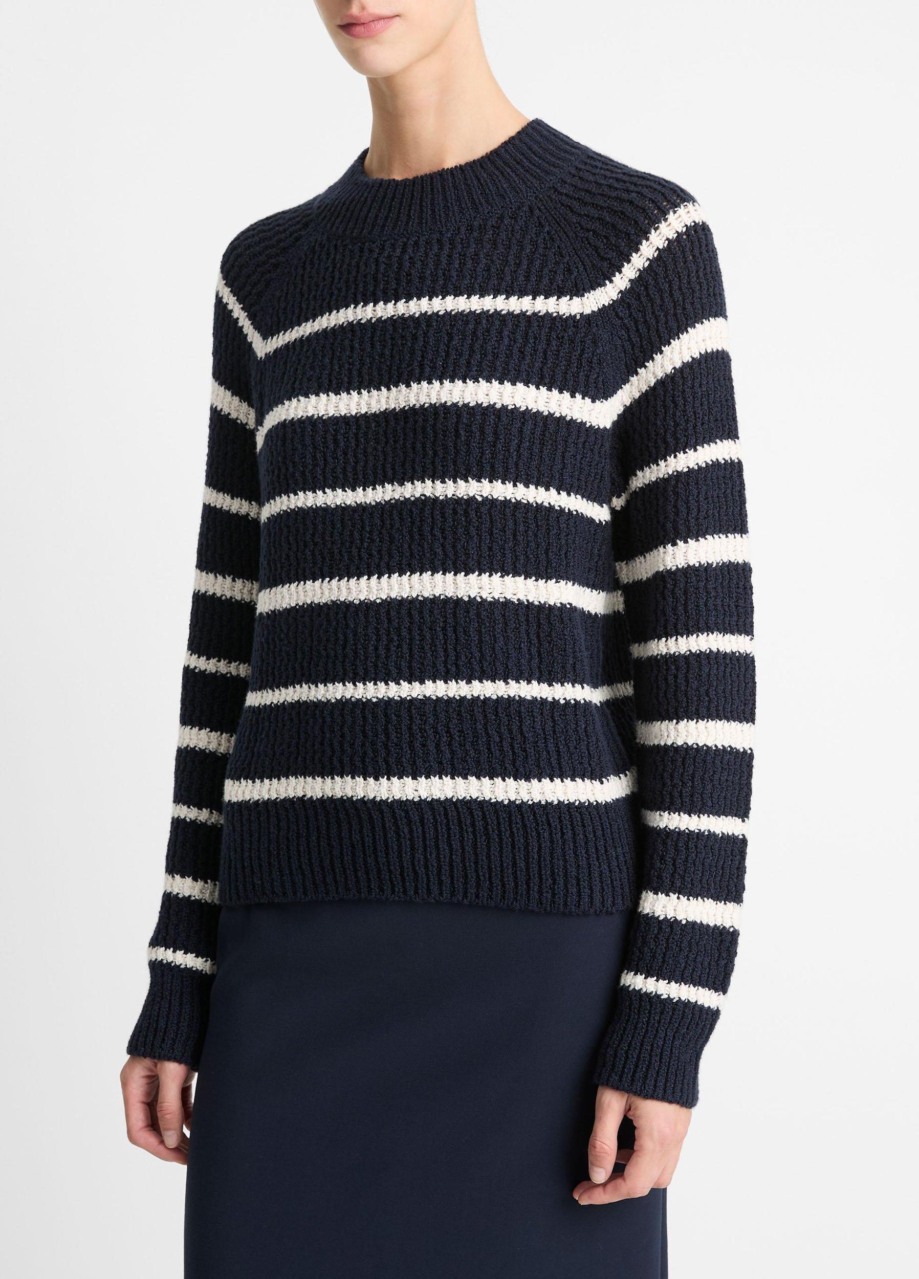 Ribbed Stripe Cotton-Blend Pullover Product Image