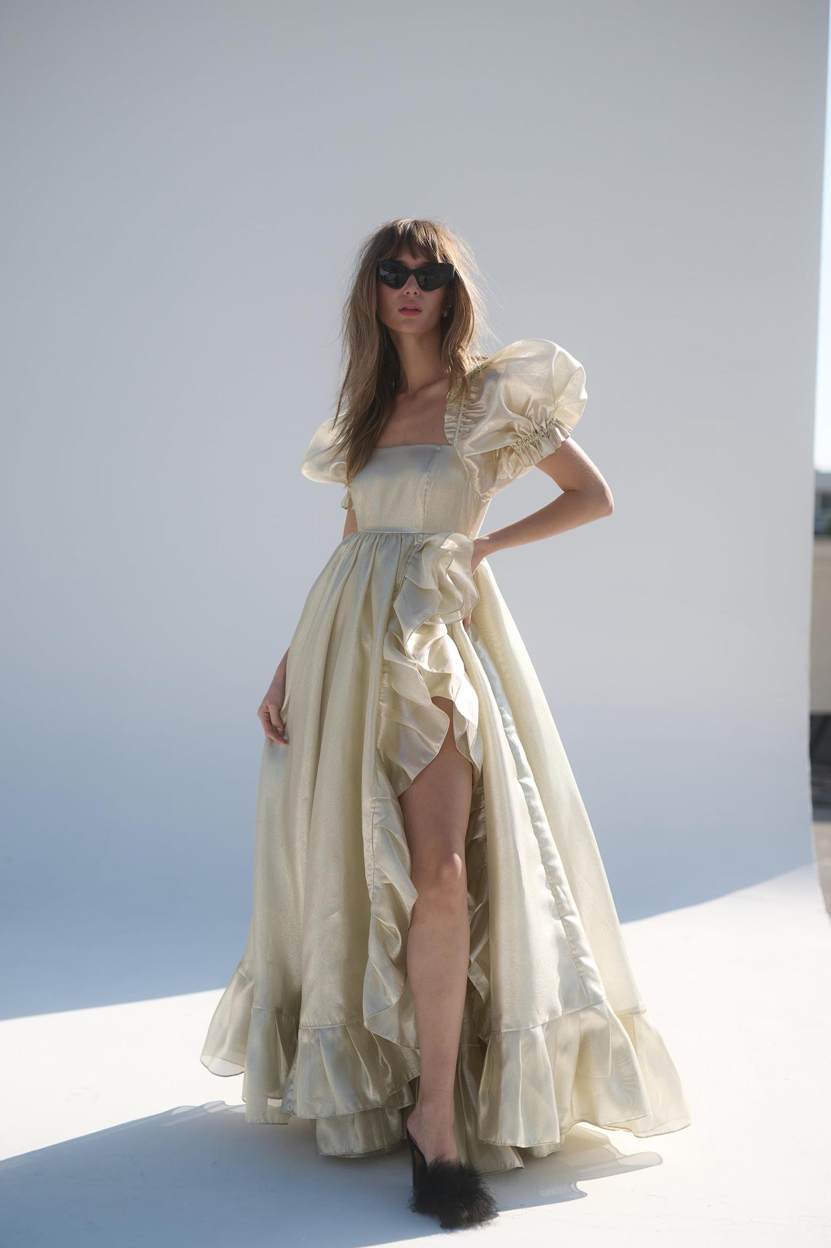 The Champagne Ruffle Gown Product Image