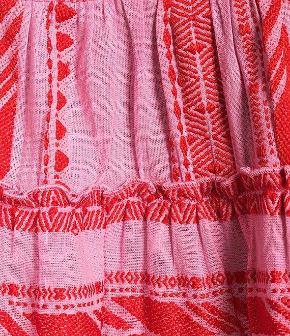 ELAN Arrow Geo Print Split V-Neck 3/4 Bell Sleeve Babydoll Dress Product Image